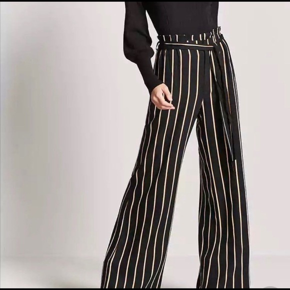 New Mix Pants - NWT Striped Wide Leg Pants with Ruffled Waist